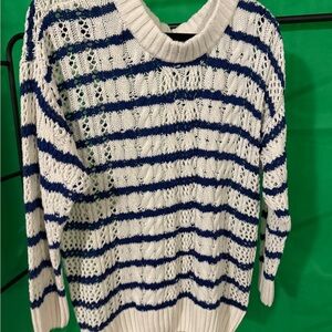 Sonoma Blue and White Striped Sweater